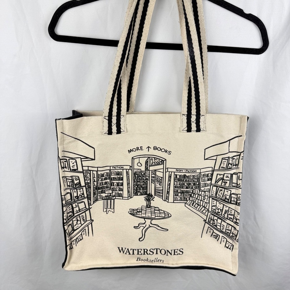 Waterstones Booksellers Large Canvas Tote Bag Shoulder Shopping Travel Bag